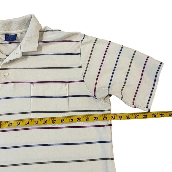 Pendleton Country Traditionals Polo Golf Shirt Men's Size XL White Striped - Picture 3 of 5